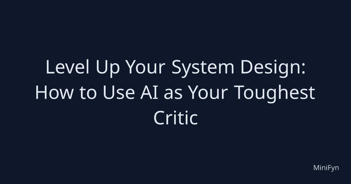 Level Up Your System Design: How to Use AI as Your Toughest Critic